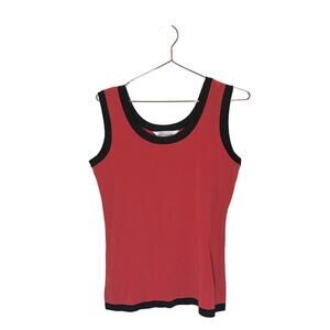 Exclusively Misook Womens small Orange Black Sleeveless Tank Top Shirt